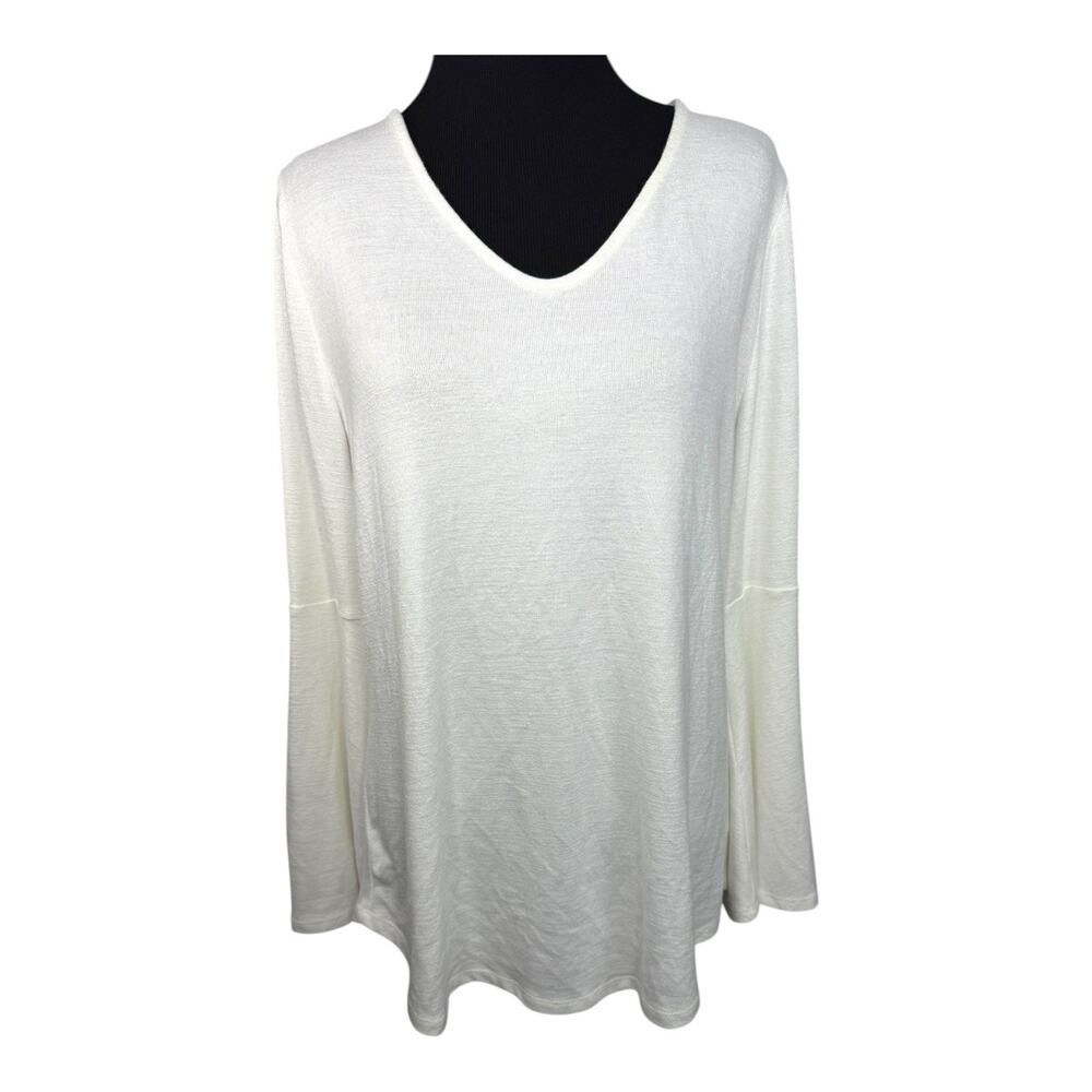 Loft Off White Flowy Womens Lightweight Knit Long Sleeve Top Capsule Sz Lg NWT
